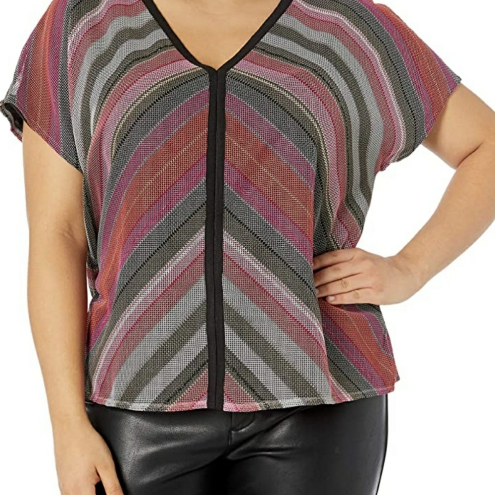 Rachel Roy women's plus size 2X multicolored short sleeve shirt
